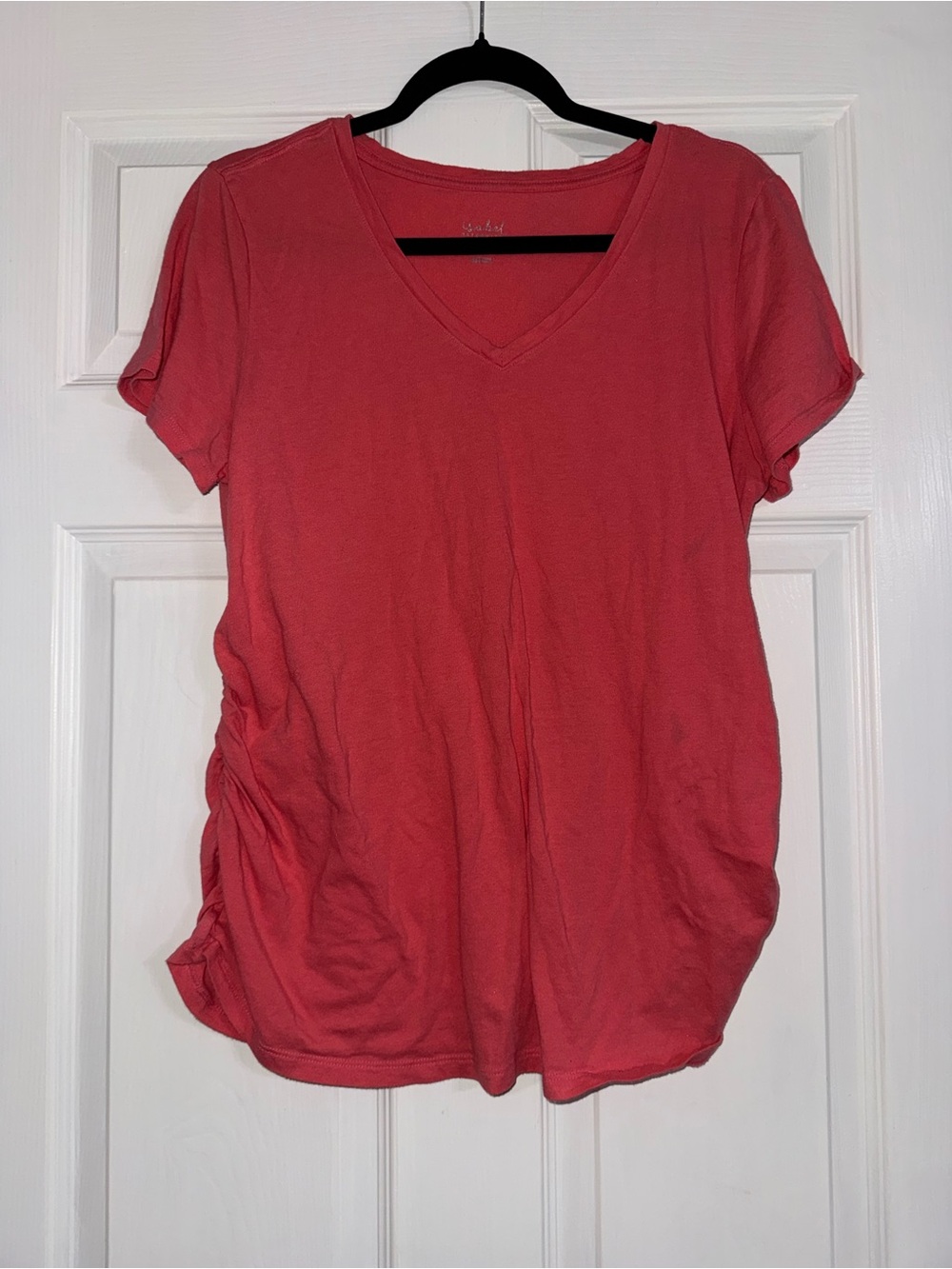Women's Maternity V-Neck Short Sleeve Tee - Coral